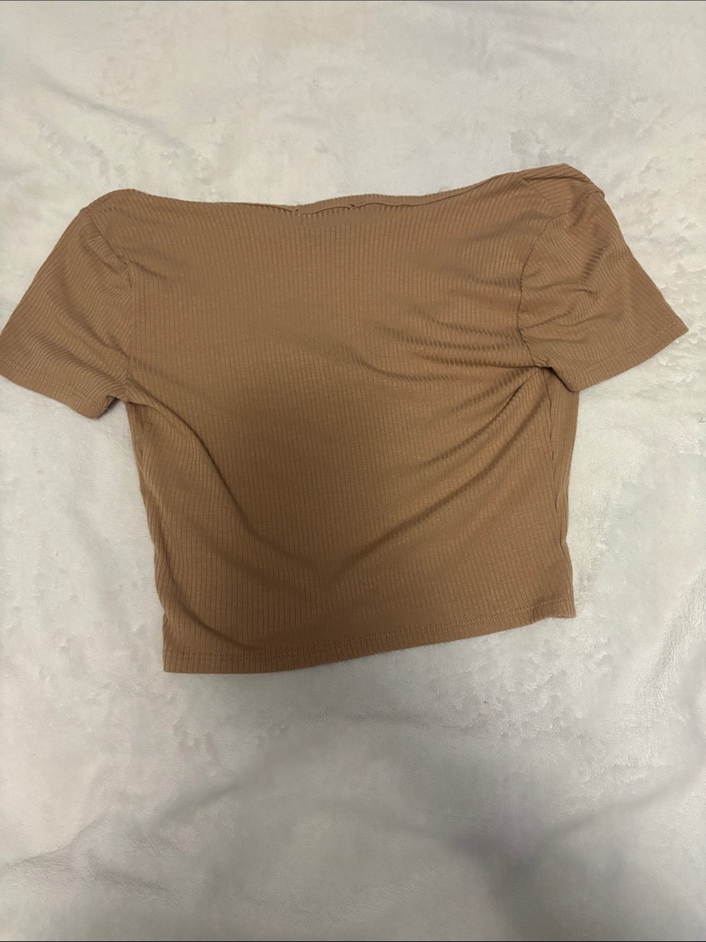 Forever 21 Tan Ribbed Button-Front Cropped Top - Picture 3 of 3